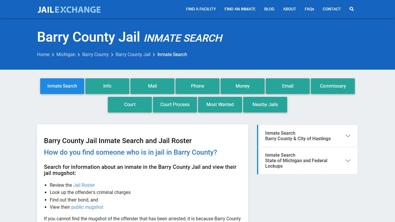 Inmate Search: Roster & Mugshots - Barry County Jail , MI