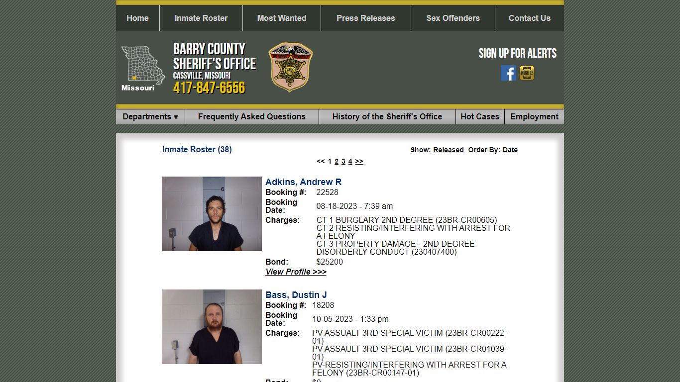 Inmate Roster - Current Inmates - Barry County Sheriff MO